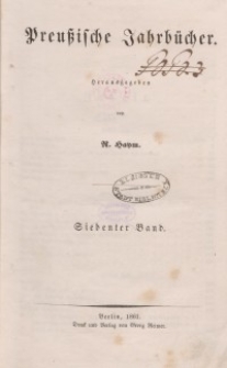 Preußische Jahrbücher, 1861, Bd 7.