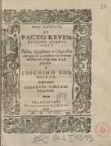 Deo favente de pacto revenditionis assertiones [...] Ioachimo Gobbio...