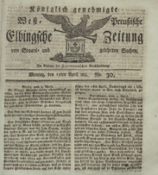 Elbingsche Zeitung, No. 30 Montag, 15 April 1811