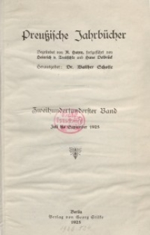 Preußische Jahrbücher, 1925, Bd 201/202.