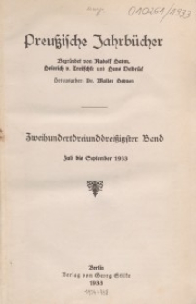 Preußische Jahrbücher, 1933, Bd 233/234.