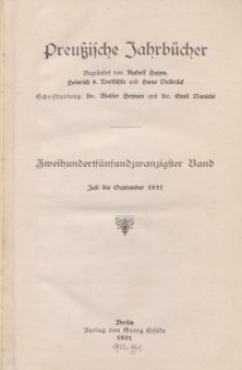 Preußische Jahrbücher, 1931, Bd 225/226.