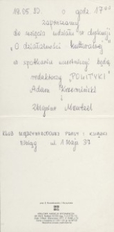 „O działalności kulturalnej : dyskusja” – zaproszenie na spotkanie