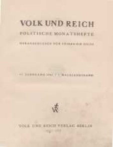 Volk und Reich. Politische Monatshefte für das junge Deutschland, 1941, Bd. 1.