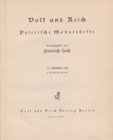 Volk und Reich. Politische Monatshefte für das junge Deutschland, 1939, Bd. 2.