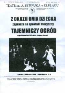 Tajemniczy ogród – ulotka zwiastująca spektakl muzyczny