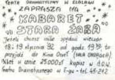 Kabaret "Stara Żaba" w Elblągu - zaproszenie