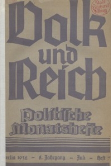 Volk und Reich. Politische Monatshefte für das junge Deutschland, 1932, Bd. 2