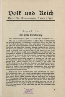 Volk und Reich. Politische Monatshefte für das junge Deutschland, 1933, Bd. 1.