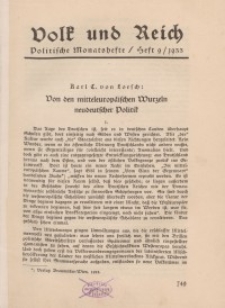 Volk und Reich. Politische Monatshefte für das junge Deutschland, 1933, Bd. 3.