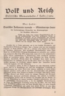 Volk und Reich. Politische Monatshefte für das junge Deutschland, 1934, Bd. 1.