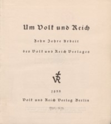 Volk und Reich. Politische Monatshefte für das junge Deutschland, 1935, 1-2. Beihefte