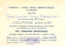 Volpone albo lis – zaproszenie na spektakl teatralny