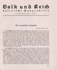 Volk und Reich. Politische Monatshefte für das junge Deutschland, 1936, Bd. 2.