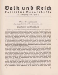 Volk und Reich. Politische Monatshefte für das junge Deutschland, 1938, Bd. 1.