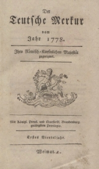 Der Deutsche Merkur, 1778, Nr. 1-3.