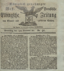 Elbingsche Zeitung, No. 91 Donnerstag, 14 November 1811