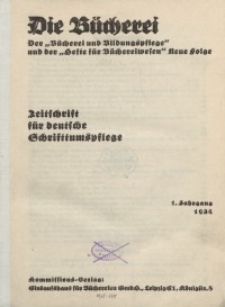 Die Bücherei. Zeitschrift der Reichsstelle für das Büchereiwesen