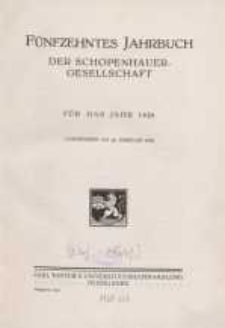 Fünfzehntes Jahrbuch der Schopenhauer-Gesellschaft für das Jahr 1928
