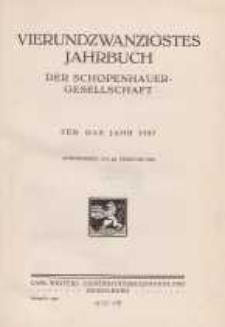 Vierundzwanzigstes Jahrbuch der Schopenhauer-Gesellschaft für das jahr 1937