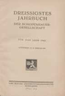 Dreissigstes Jahrbuch der Schopenhauer-Gesellschaft für das jahr 1943