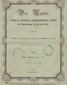Die Natur. Zeitung zur Verbreitung naturwissenschaftlicher Kenntnis und Naturanschauung f&uuml;r Leser aller St&auml;nde 1853