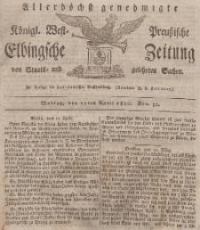 Elbingsche Zeitung, No. 31 Montag, 17 April 1820