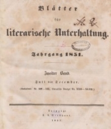 Blätter für literarische Unterhaltung, 1851, Bd. 2.