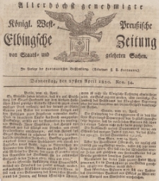 Elbingsche Zeitung, No. 34 Donnerstag, 27 April 1820