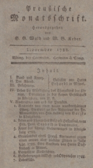 Preußische Monatsschrift, November 1788