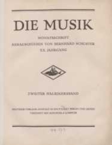 Die Musik : Monatsschrift, 1928, Jg. XX.