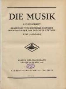 Die Musik : Monatsschrift, 1931, Jg. XXVI.