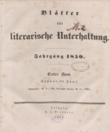 Blätter für literarische Unterhaltung, 1850, Bd. 1.