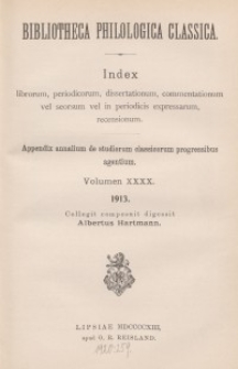 Bibliotheca Philologica Classica : index, Jg.1913, Bd.40.