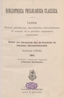 Bibliotheca Philologica Classica : index, Jg.1914, Bd.41.