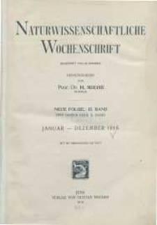Naturwissenschaftliche Wochenschrift, 1916