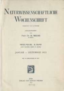 Naturwissenschaftliche Wochenschrift, 1922