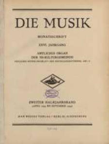 Die Musik : Monatsschrift, 1934, Jg. XXVI.
