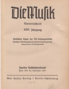 Die Musik : Monatsschrift, 1937, Jg. XXIX.