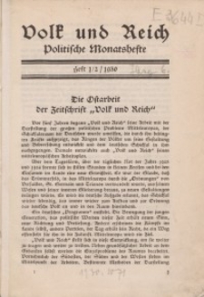 Volk und Reich. Politische Monatshefte für das junge Deutschland, 1930
