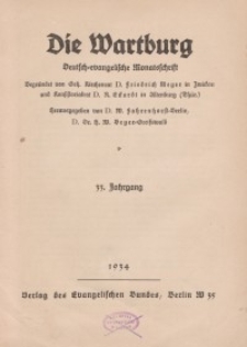 Die Wartburg. Deutsch-evangelische Monatsschrift, Heft 1, Januar 1934