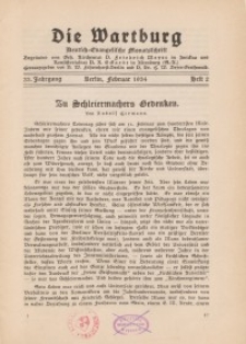 Die Wartburg. Deutsch-evangelische Monatsschrift, Heft 2, Februar 1934