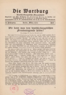 Die Wartburg. Deutsch-evangelische Monatsschrift, Heft 3, März 1934