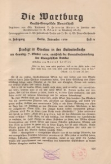 Die Wartburg. Deutsch-evangelische Monatsschrift, Heft 11, November 1934