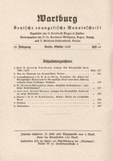 Die Wartburg. Deutsch-evangelische Monatsschrift, Heft 10, Oktober 1936