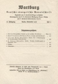 Die Wartburg. Deutsch-evangelische Monatsschrift, Heft 11, November 1936