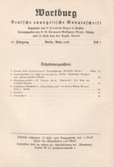 Die Wartburg. Deutsch-evangelische Monatsschrift, Heft 3, März 1938