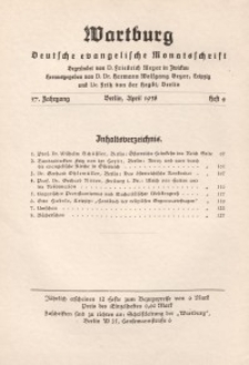 Die Wartburg. Deutsch-evangelische Monatsschrift, Heft 4, April 1938