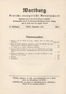Die Wartburg. Deutsch-evangelische Monatsschrift, Heft 9, September 1938