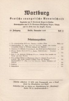 Die Wartburg. Deutsch-evangelische Monatsschrift, Heft 11, November 1938
